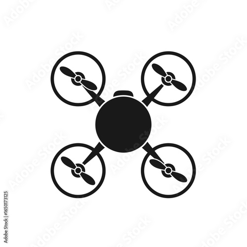 Minimal Quadcopter Drone Silhouette Vector Icon