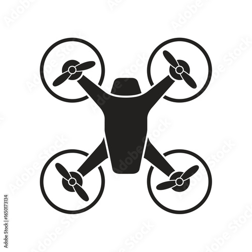 Minimal Quadcopter Drone Silhouette Vector Icon