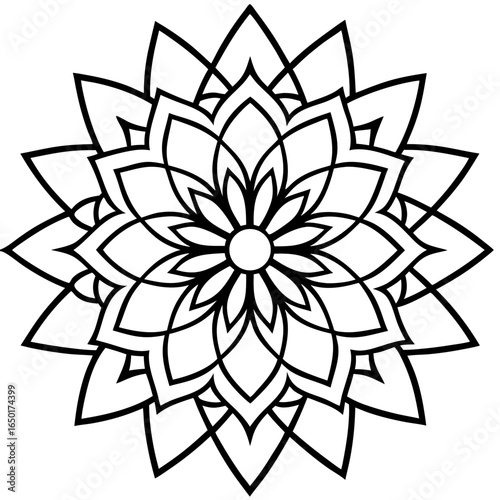 Black and White Floral Mandala Design.
