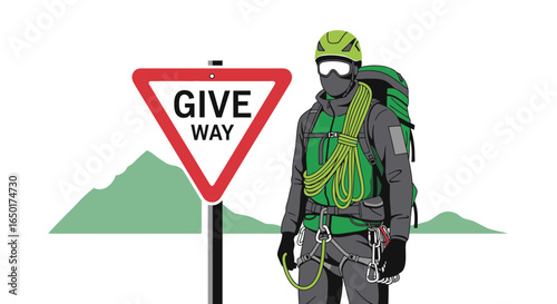 Mountaineer At Base Camp Giving Way To The Mountains Majesty