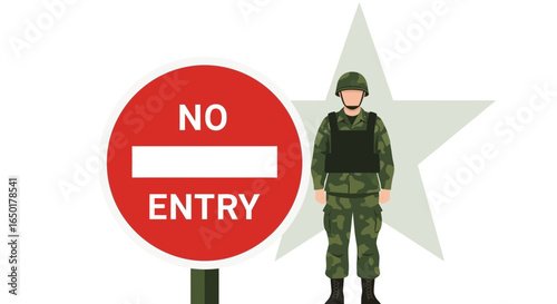 Restricted Military Zone Access Denied By Soldier At Border Security Post