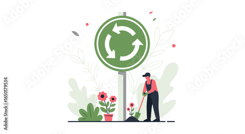 Roundabout Gardening Initiative Promoting Sustainable Urban Green Spaces Concept