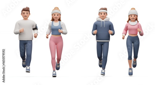 People running in winter clothing