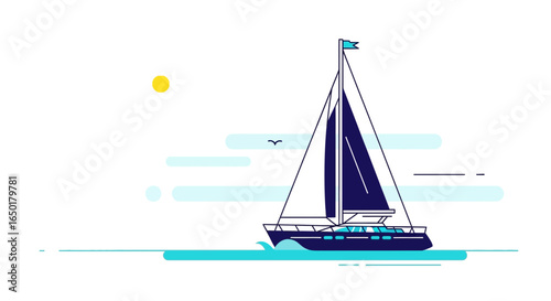 Sailing Adventure On The Open Sea With Boat Under The Summer Sun