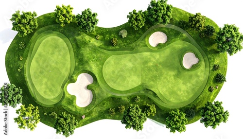 Top-down view of a golf course hole.