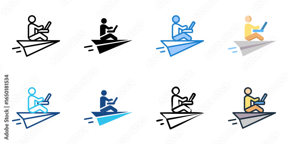 Obraz premium Flexible office spaces icon set multiple style collection 