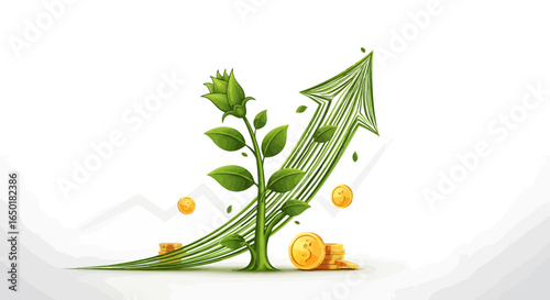 Watch your investment grow like a flourishing plant, climbing towards financial success and prosperity with a vibrant, organic upward trend