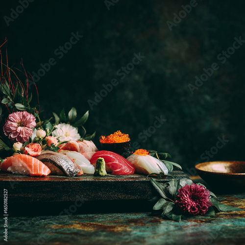 Zen-inspired omakase food theme banner art AI generative