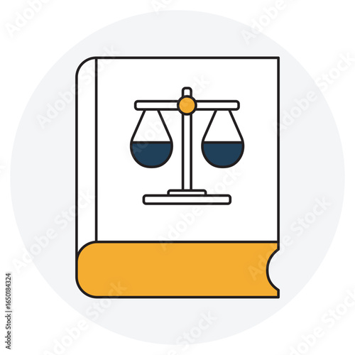 Law Book Icon, Criminal Law Handbook, Civil Code Compendium, Family Law Digest, Labor Law Manual, Property Law Guide, vector