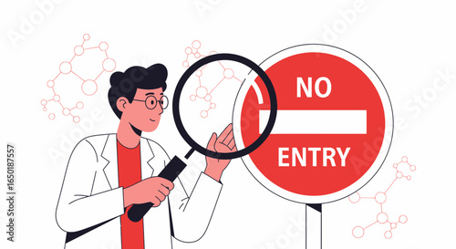 Scientific Discovery And Research Behind A No Entry Or Restriction Symbol