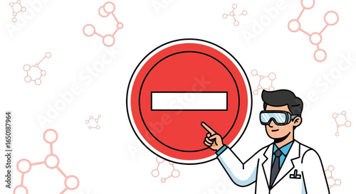 Scientist Warns Of Hazardous Substances With A Prohibition Circle Sign