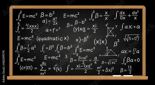 Complex Mathematical Formulas and Equations Filling a Blackboard for Advanced Scientific Study