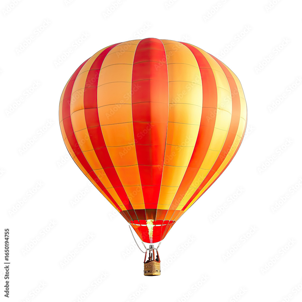 Naklejka premium A vibrant orange and red striped hot air balloon