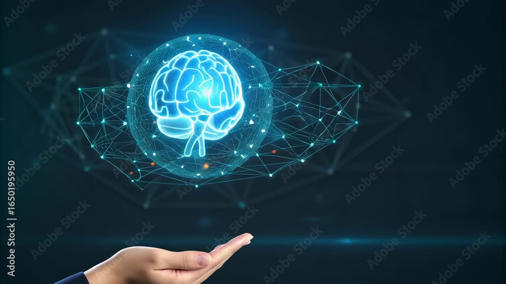 AI brain automatic system task concept with hand and checkmark showing ...