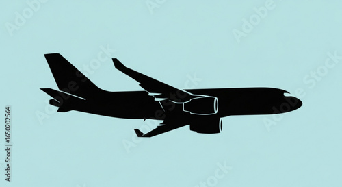 Airplane silhouette vector graphic for commercial aviation travel and air transport design projects needs today