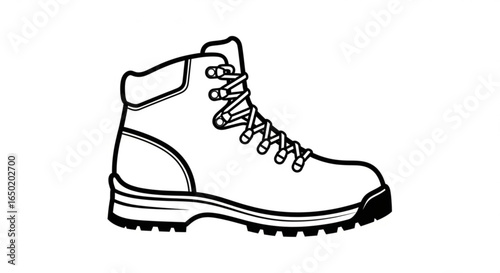 Hiking boot vector illustration for outdoor adventure footwear and trekking shoes design element template