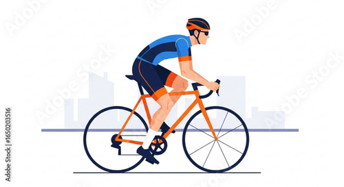 Cyclist riding bicycle vector illustration for fitness workout and outdoor sports activity training and exercise