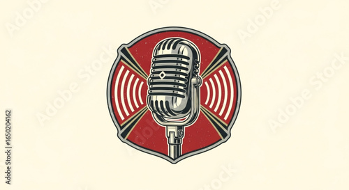 Firefighter podcast microphone audio recording interview station badge emblem broadcast media talk show