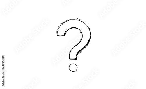"Minimalist Question Mark Icon – Simple Help and Inquiry Symbol on Pure White