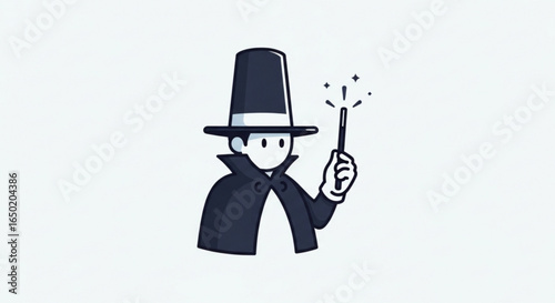 Cartoon magician with wand illustration for magic show performance and entertainment vector graphic design