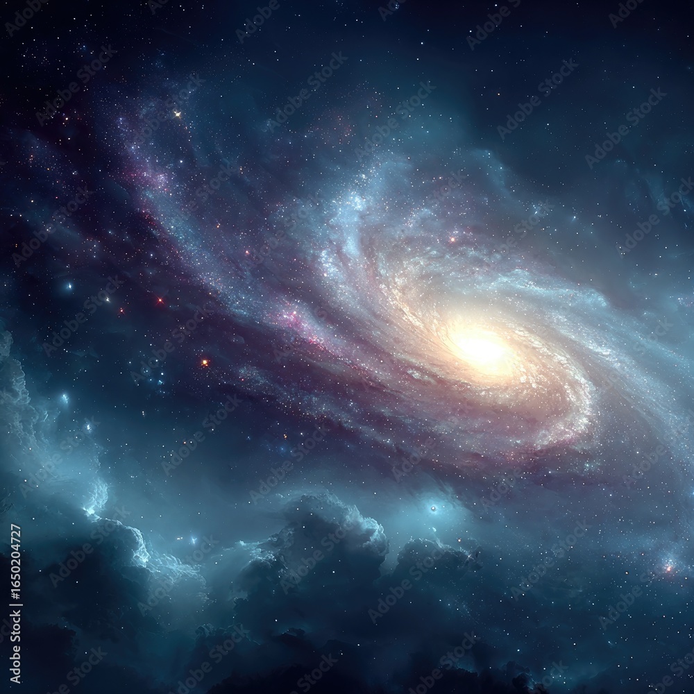 Obraz premium Spiral galaxy bathed in cosmic light