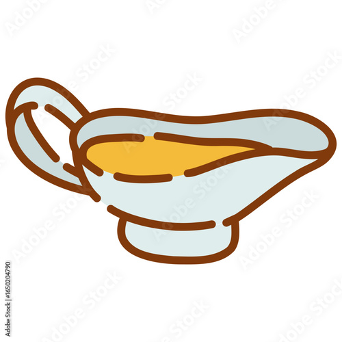 custard gravy bowl sauceboat vector illustration