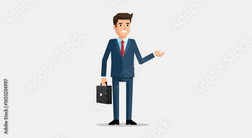 Professional businessman cartoon vector illustration for business presentation and marketing material
