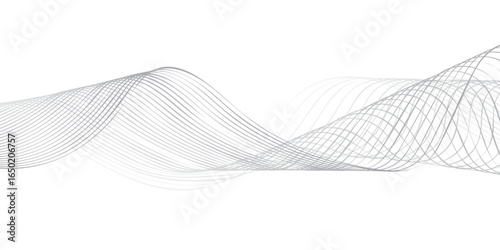 Minimalist Geometric Composition with Flowing Parallel Lines Creating Abstract Monochrome Landscape for Technology and Business Presentation Templates