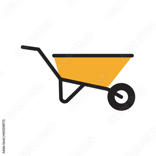 Yellow wheelbarrow vector illustration garden cart construction tool material transport outdoor equipment