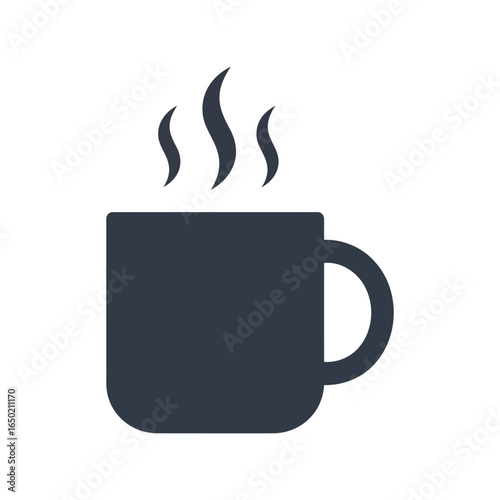 Steaming coffee mug icon hot beverage cup morning drink warm refreshment isolated vector graphic