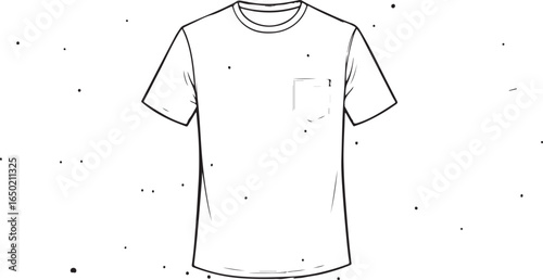 Simple casual t-shirt sketch fashion clothing outline illustration black and white apparel design