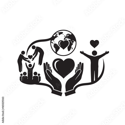 international day of charity Logo high quality Silhouette vector design 