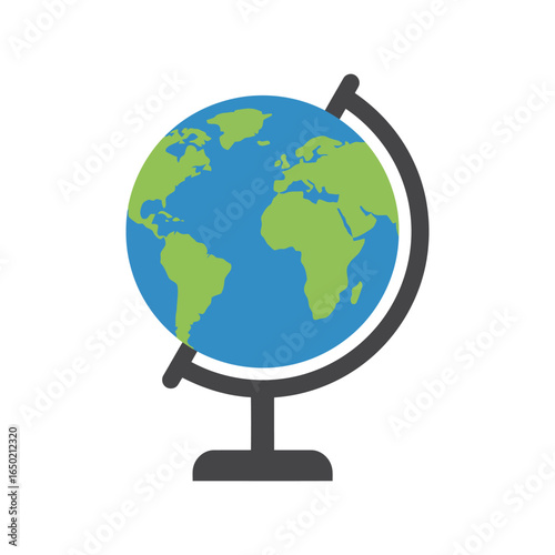 Flat design globe illustration world map geography education travel isolated vector