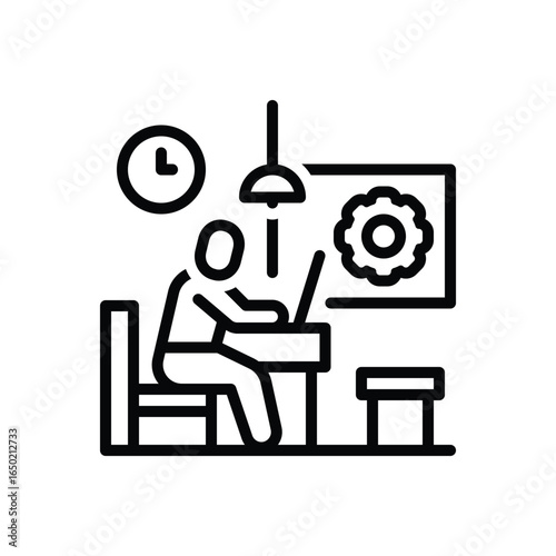 Black line icon for workshop