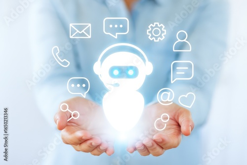 Wallpaper Mural Hands holding a digital representation of a robot assistant. Torontodigital.ca