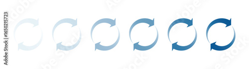 Arrow circular icon, sign, symbol in blue color gradient vector illustration for design elements.