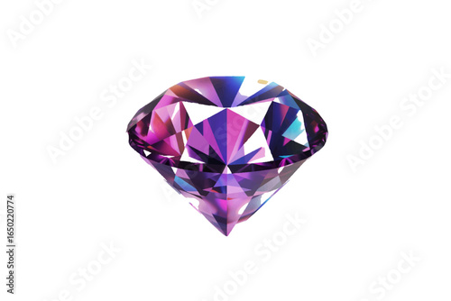 Isolated vector illustration of a shiny purple and magenta brilliant diamond gemstone.