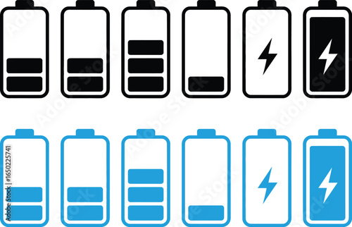 Battery icon set. battery charge level. battery Charging icon 