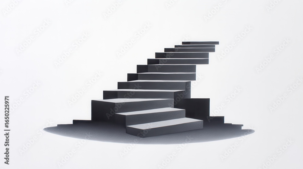Obraz premium Conceptual grayscale staircase against a minimalist background.