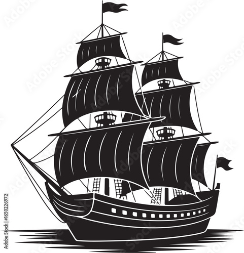 Majestic tall ship sailing on the open sea