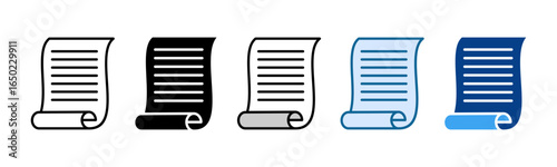 Policy Scroll Icon Set Multiple Style Collection