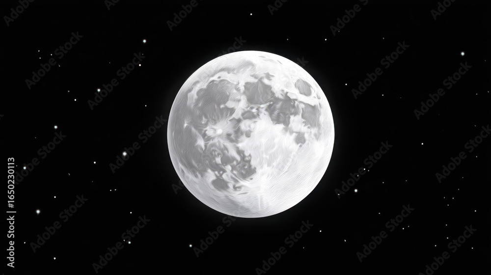 Fototapeta premium A stunning full moon amidst a starry night sky.