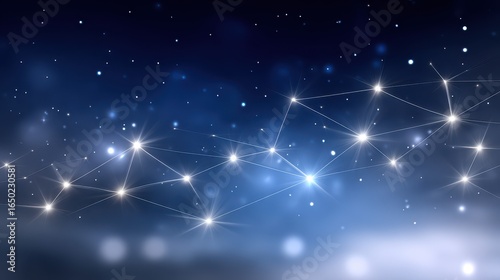 A mesmerizing starry night with twinkling celestial lights and a deep blue backdrop.