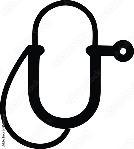 A stark black and white graphic illustration of a classic shackle with a pin and chain symbolizing restraint and confinement