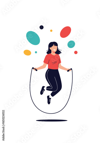 Energetic young woman enjoys a vigorous session of jump rope skipping outdoors as part of her healthy lifestyle routine