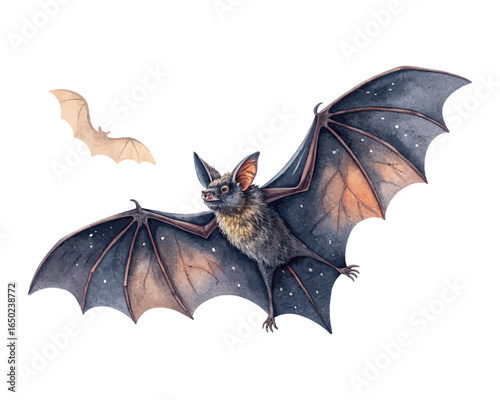 watercolor Bat vector illustration isolated on white background