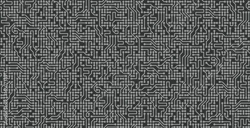Seamless motherboard circuit on a black background.