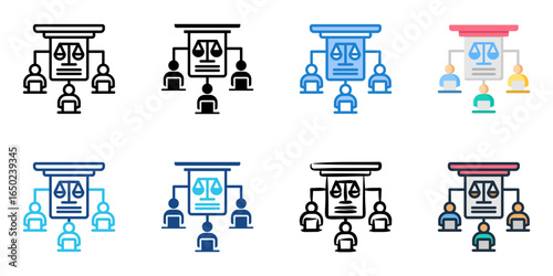 Remote work policies icon set multiple style collection 
