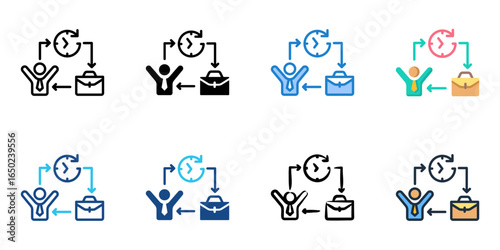 Employee autonomy icon set multiple style collection 

