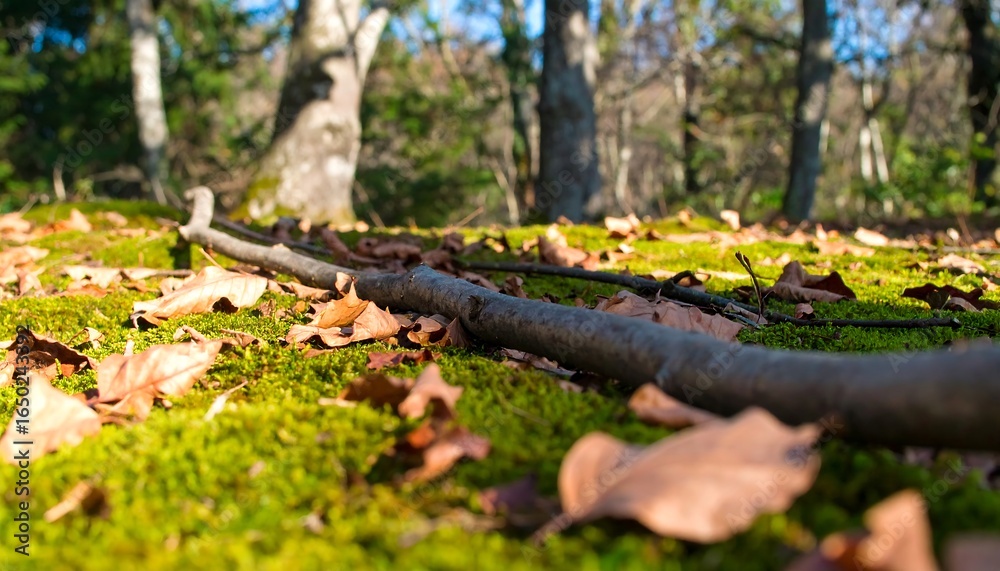 Naklejka premium Fallen branches on mossy ground